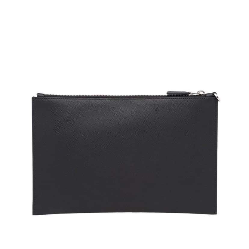 Prada Prada Black Saffiano Voyage Leather Clutch Document Holder Black Canvas Good condition - Model View