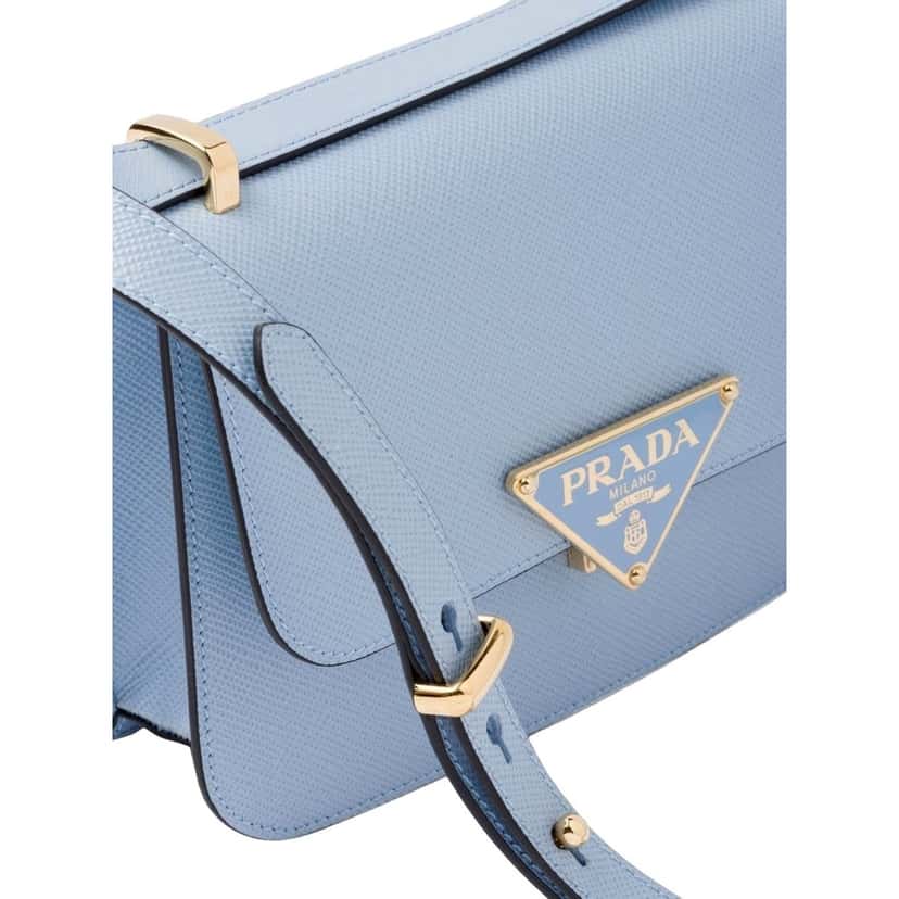 Prada Prada Embleme Triangle Logo Saffiano Leather Crossbody Bag Celeste Blue Blue Leather Never worn - Inside View
