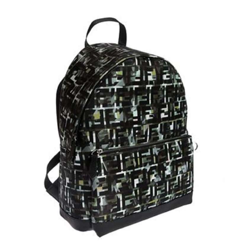 Fendi Fendi FF Zucca Nylon Multicolor Camouflage Print Large Backpack Black Good condition - Back View