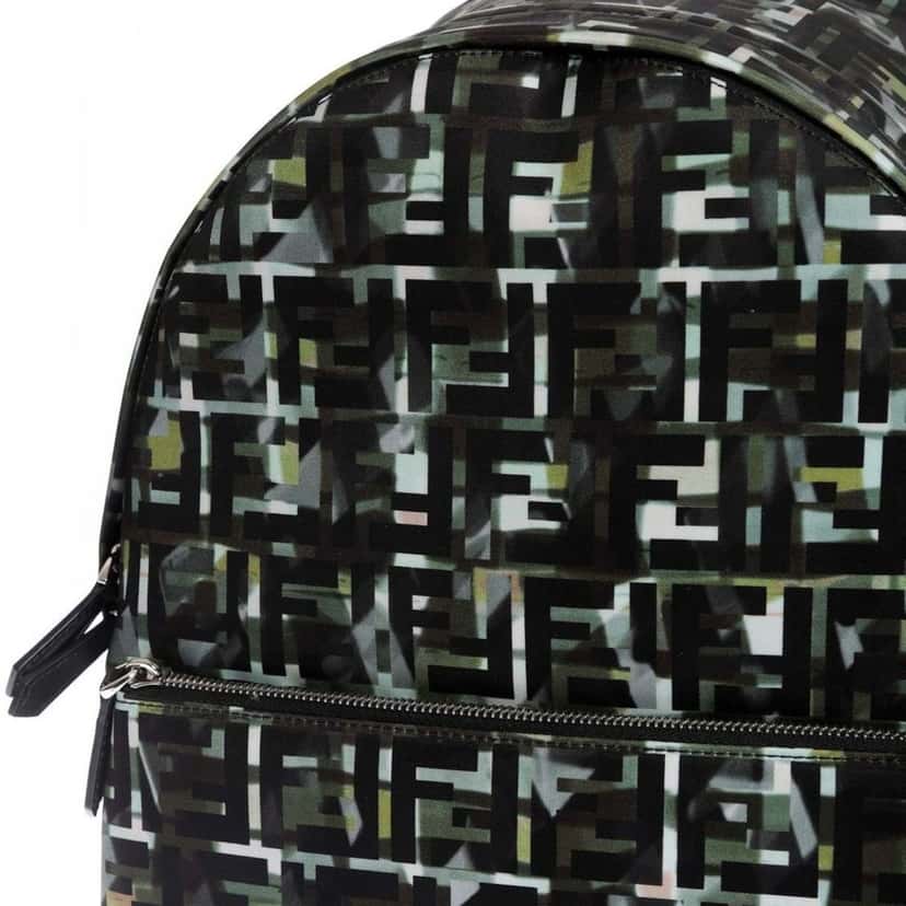 Fendi Fendi FF Zucca Nylon Multicolor Camouflage Print Large Backpack Black Good condition - Model View