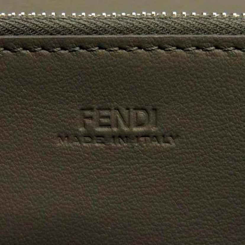 Fendi Fendi Peekaboo Turn Lock Black Grained Leather Continental Long Wallet Silver Hardware Green Leather Never worn - Back View