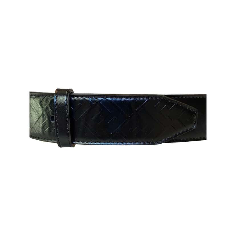 Fendi Fendi Silver Buckle Smooth Black Calf Leather Belt 100 Black Leather Never worn - Back View