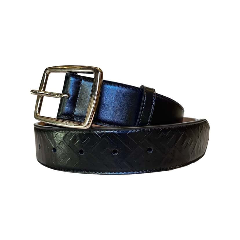 Fendi Fendi Silver Buckle Smooth Black Calf Leather Belt 100 Black Leather Never worn - Inside View