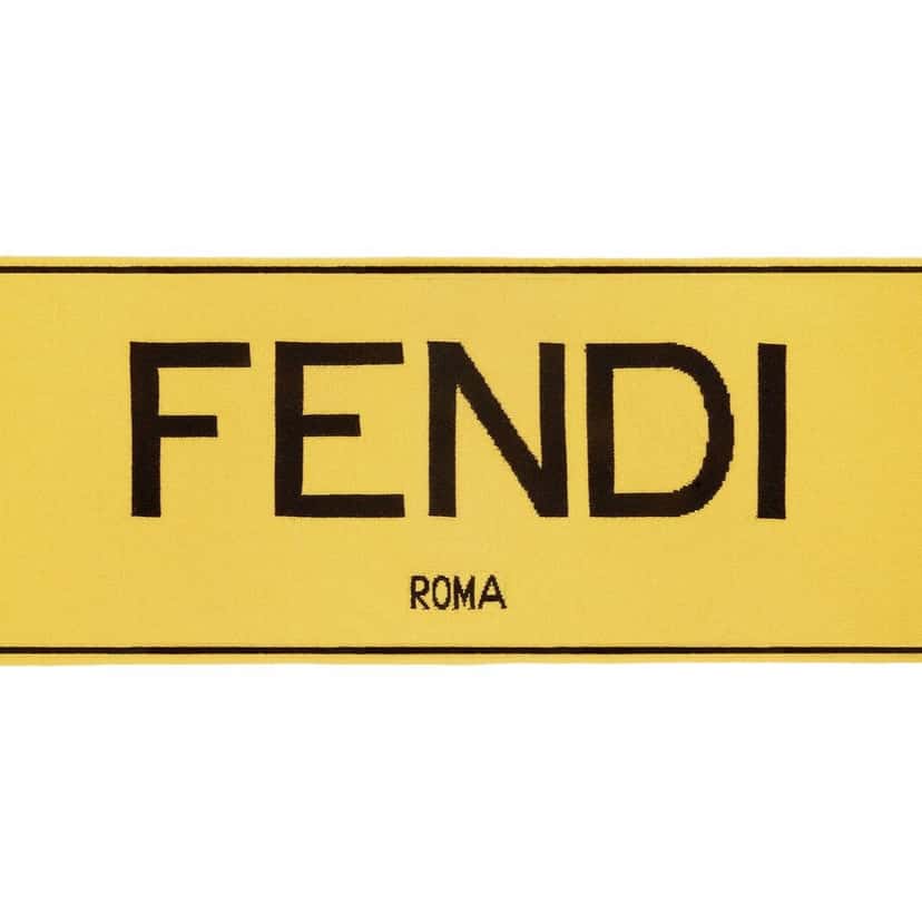 Fendi Fendi Roma Knitted Wool & Cashmere Yellow Black Logo Scarf Yellow Wool Never worn - Inside View