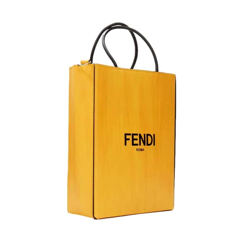 Fendi Fendi Roma 2Way Embossed Yellow Leather Crossbody Shopping Tote Bag Yellow Leather Never worn - Inside View