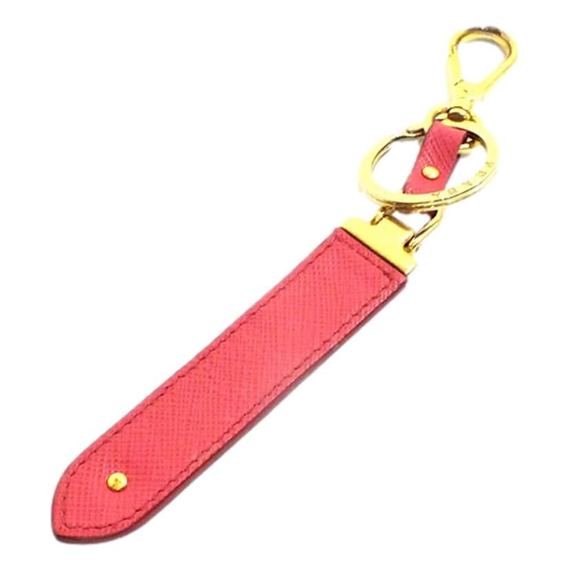 Prada Prada Saffiano Leather Clip Keychain Peony Pink Gold Logo Lettering Pink Leather Never worn - Box View