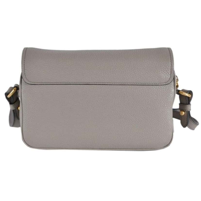 Prada Prada Vitello Phenix Argilla Grey Leather Flap Crossbody Bag Grey Leather Good condition - Model View