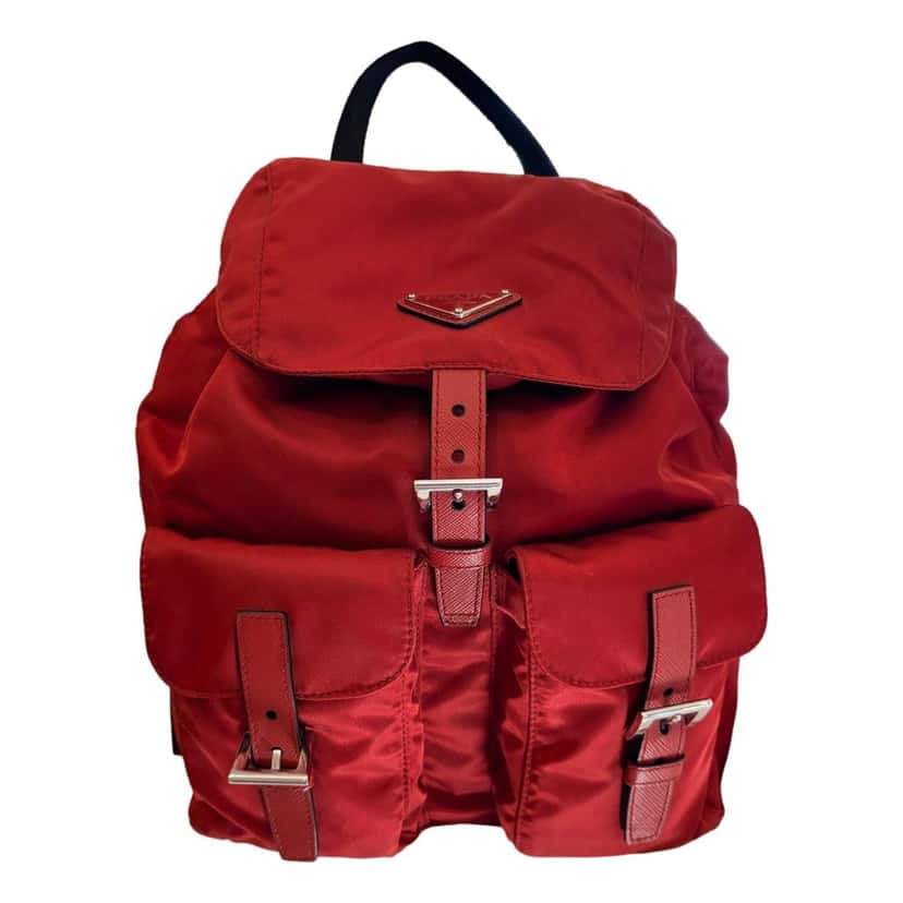 Prada Prada Re-Edition Re-Nylon Drawstring Backpack Fuoco Burgundy Red Medium Womens Red Leather Never worn - Inside View
