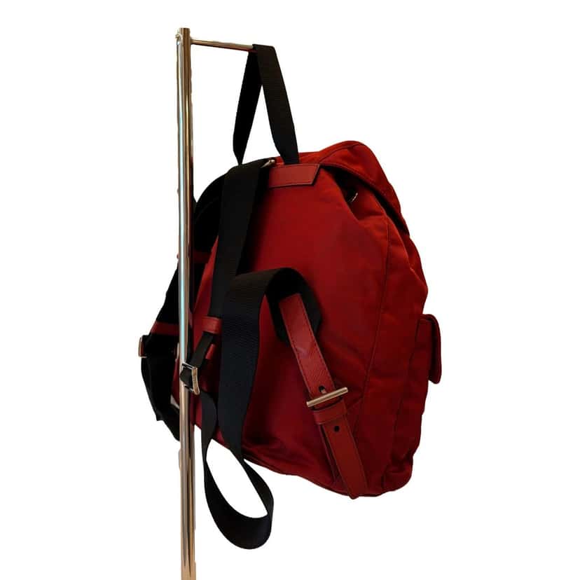 Prada Prada Re-Edition Re-Nylon Drawstring Backpack Fuoco Burgundy Red Medium Womens Red Leather Never worn - Box View