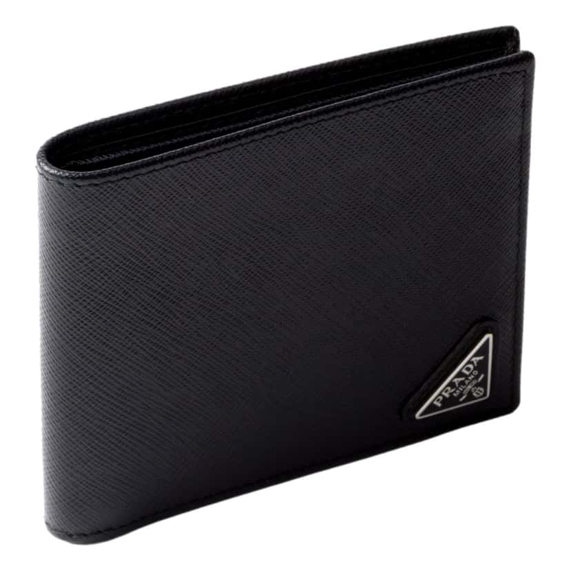 Prada Prada Mens Black Saffiano Leather Bifold Wallet with Triangle Logo Black Leather Never worn - Back View