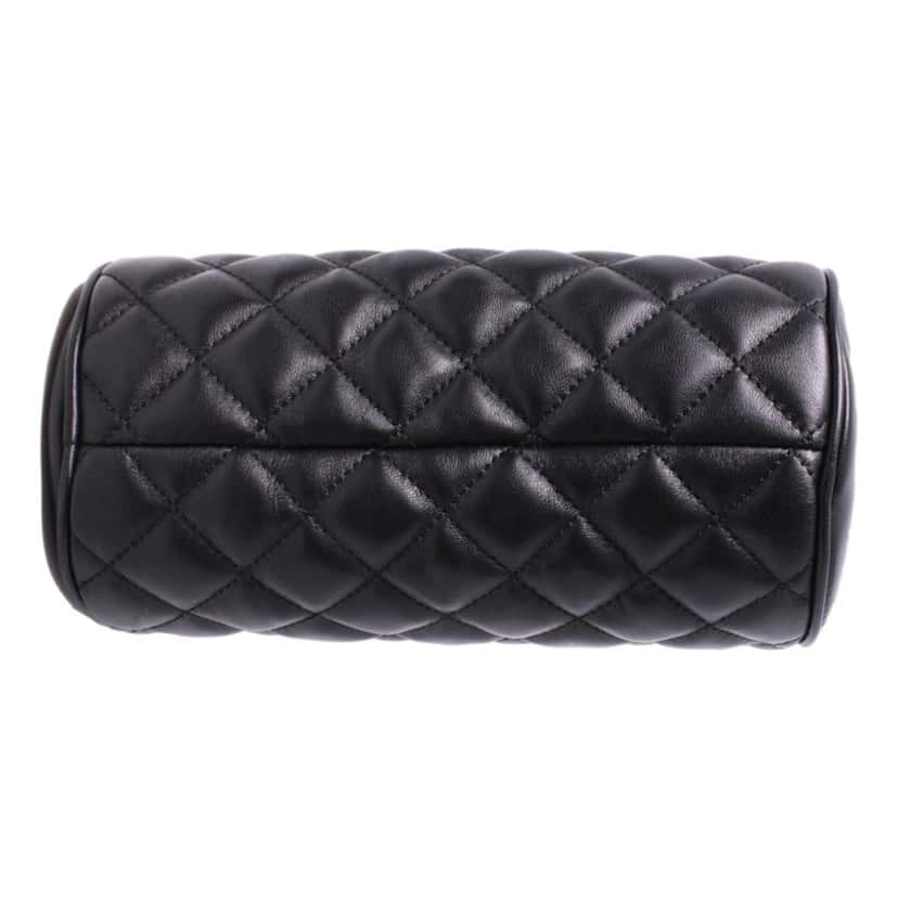 Versace Versace Black Leather Medusa Quilted Cosmetic Bag Black Leather Good condition - Model View