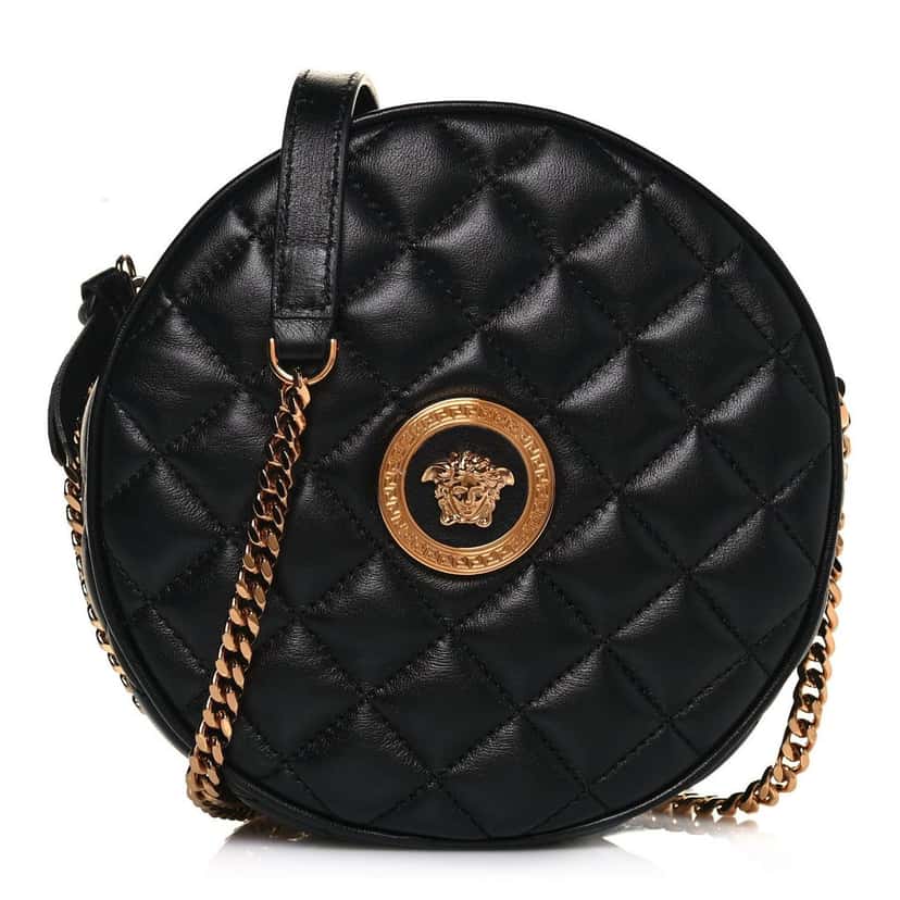 Versace Versace La Medusa Quilted Black Leather Shoulder Bag Gold Medusa Logo Black Leather Good condition - Front View