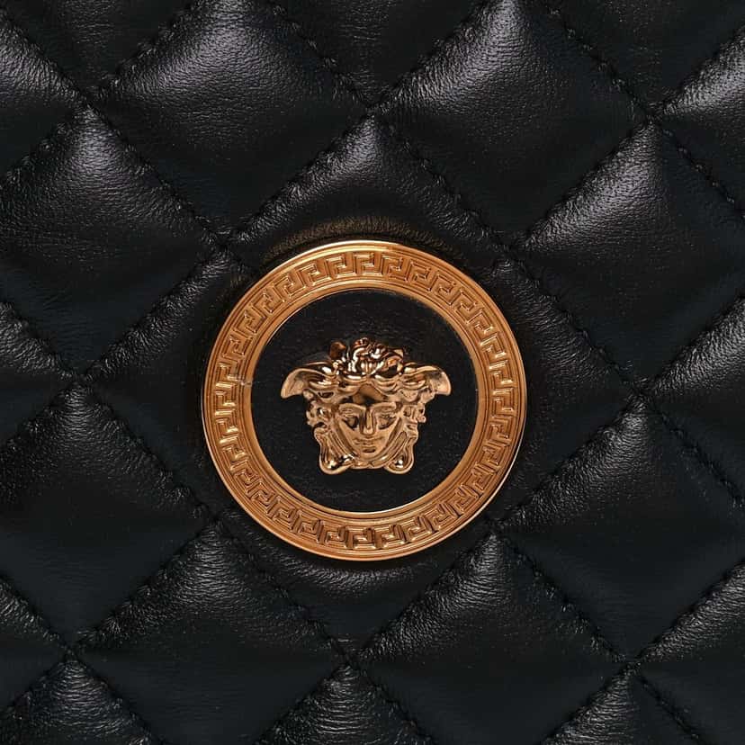 Versace Versace La Medusa Quilted Black Leather Shoulder Bag Gold Medusa Logo Black Leather Good condition - Model View