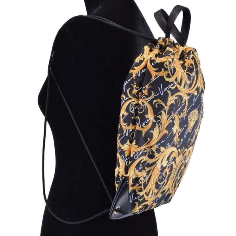 Versace Versace Barocco Print Drawstring Backpack Black Nylon La Medusa Logo Black Good condition - Inside View