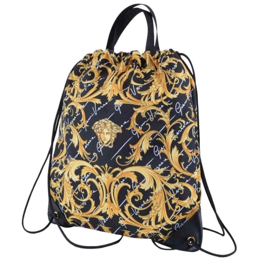 Versace Versace Barocco Print Drawstring Backpack Black Nylon La Medusa Logo Black Good condition - Model View