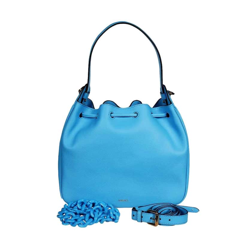 Versace Versace La Medusa Blue Textured Leather Bucket Bag Gold Hardware Chain Strap Blue Leather Never worn - Back View