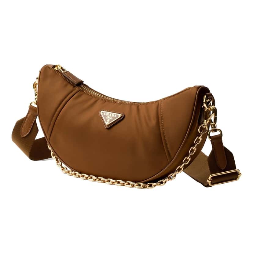 Prada Prada Demi Lune Re-Nylon Crescent Shoulder Bag in Brown Brown Never worn - Back View
