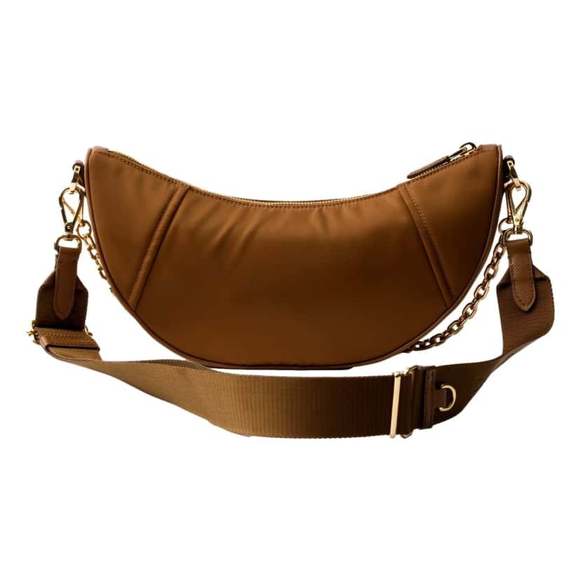 Prada Prada Demi Lune Re-Nylon Crescent Shoulder Bag in Brown Brown Never worn - Inside View