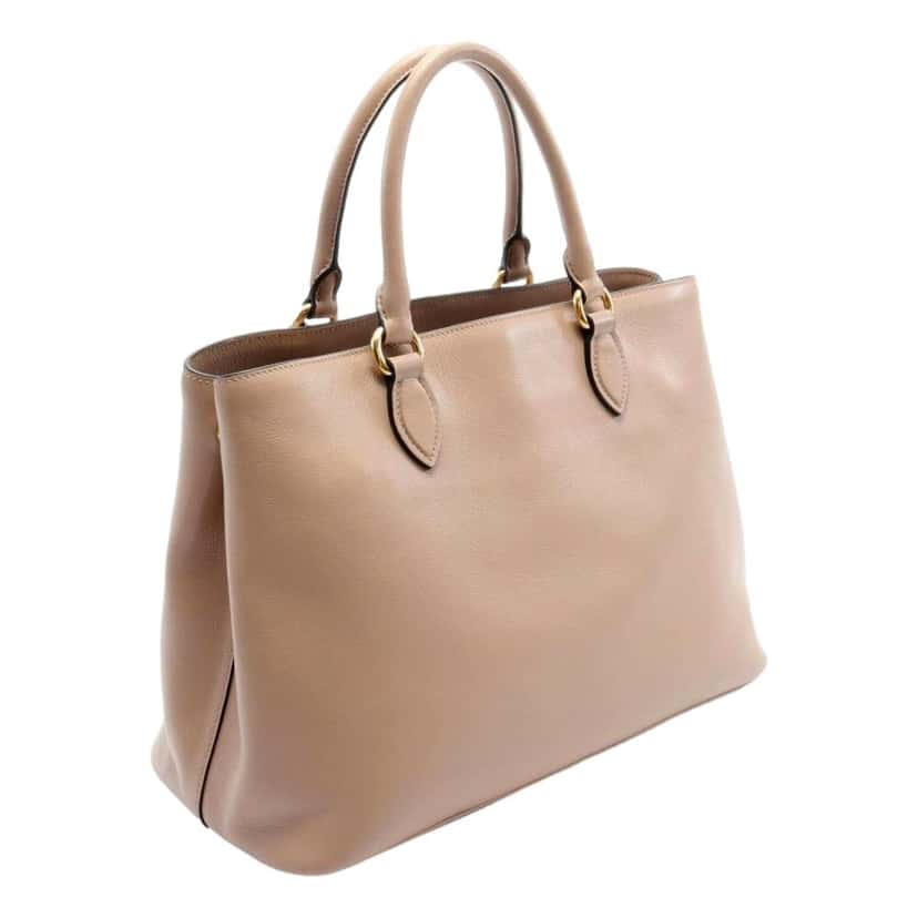 Prada Prada Embossed Logo Soft Leather Handbag Shopper Tote Cammeo Beige Beige Leather Never worn - Back View