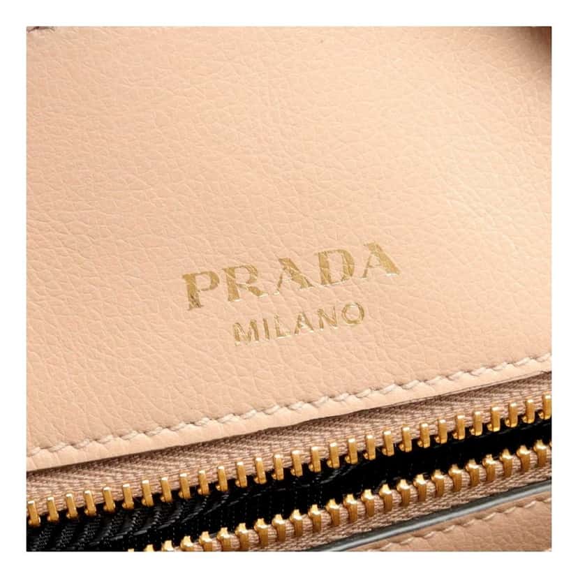 Prada Prada Embossed Logo Soft Leather Handbag Shopper Tote Cammeo Beige Beige Leather Never worn - Box View