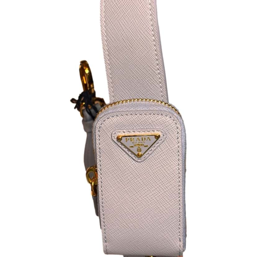 Prada Prada Saffiano Leather Strap with Mini Pouch Celeste Blue Gold Hardware Blue Leather Never worn - Inside View