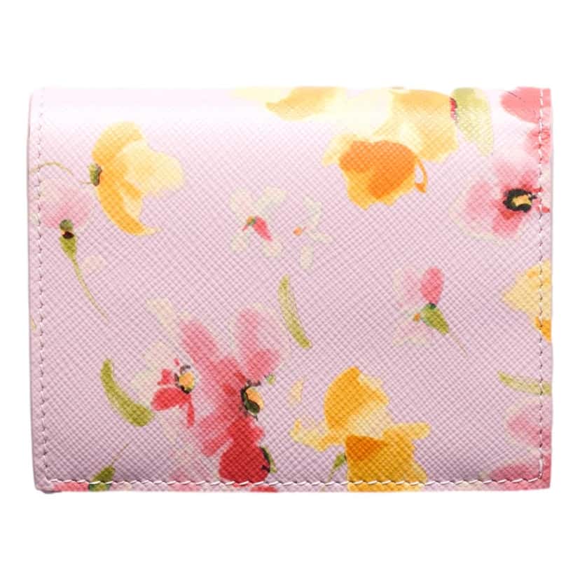 Prada Prada Saffiano Leather Floral Bifold Wallet In Light Pink Pink Leather Never worn - Inside View