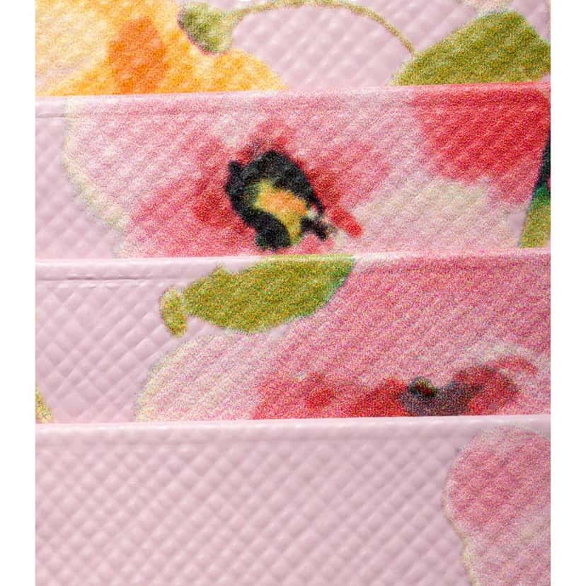 Prada Prada Floral Print Saffiano Leather Card Holder in Light Pink Pink Leather Never worn - Back View