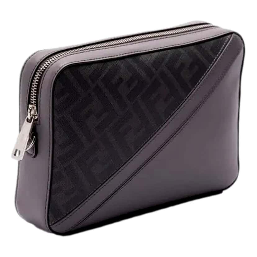 Fendi Fendi Diagonal FF Jacquard Acciaio Gray Camera Crossbody Bag Grey Canvas Never worn - Back View