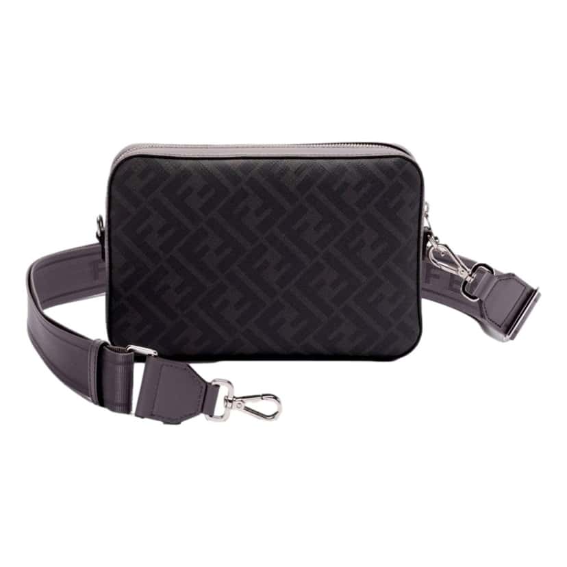 Fendi Fendi Diagonal FF Jacquard Acciaio Gray Camera Crossbody Bag Grey Canvas Never worn - Inside View
