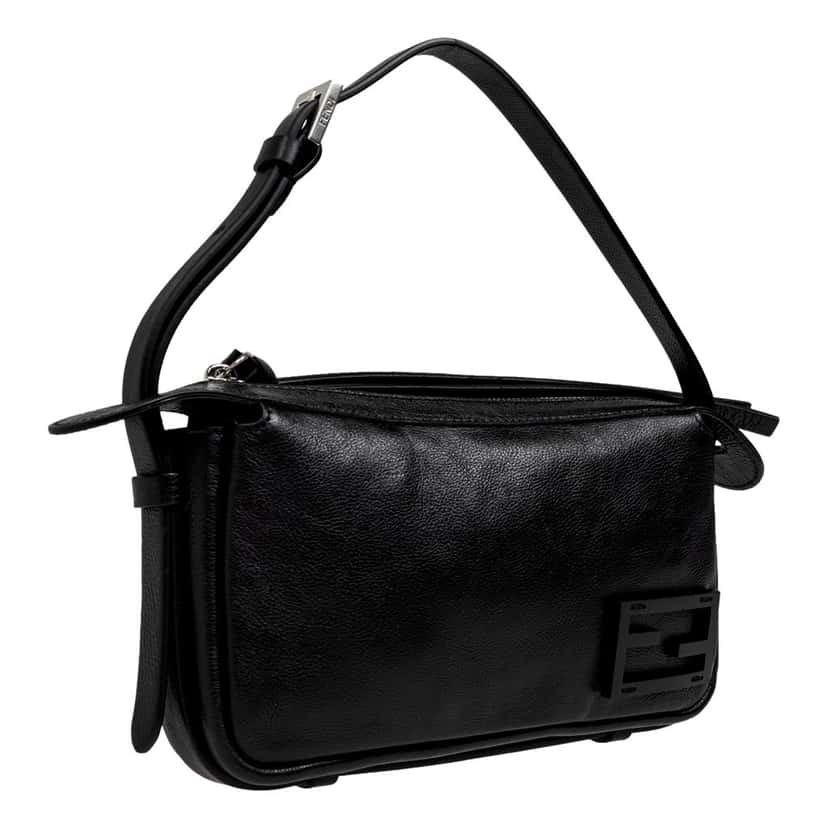 Fendi Fendi Simply Fendi Mini Black Leather Shoulder Bag Black Leather Never worn - Inside View
