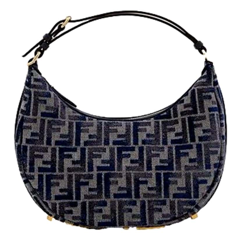 Fendi Fendi Fendigraphy Jaquard Canvas Leather Blue Hobo Bag Blue Leather Never worn - Front View