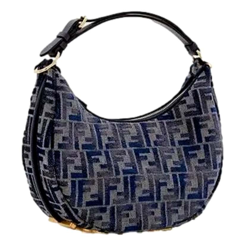 Fendi Fendi Fendigraphy Jaquard Canvas Leather Blue Hobo Bag Blue Leather Never worn - Back View