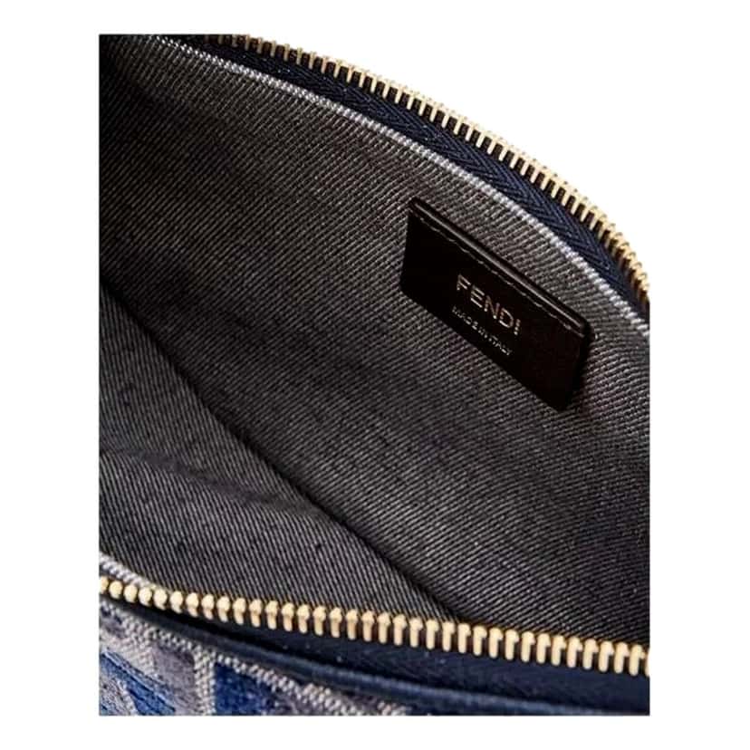 Fendi Fendi Fendigraphy Jaquard Canvas Leather Blue Hobo Bag Blue Leather Never worn - Model View