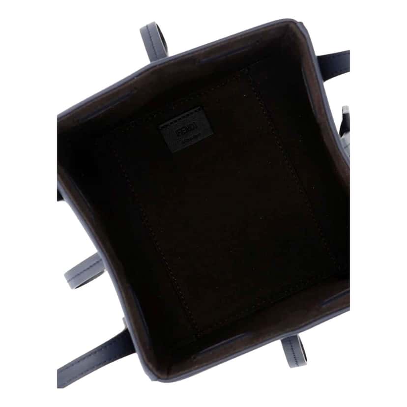 Fendi Fendi FF Origami Mini Sac Jacquard Canvas Leather Blue Handbag Blue Leather Never worn - Model View