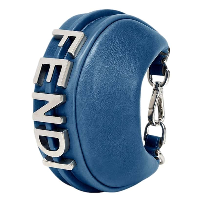 Fendi Fendi Fendigraphy Nano Hobo Calfskin Leather Mini Bag Blue Blue Leather Never worn - Back View