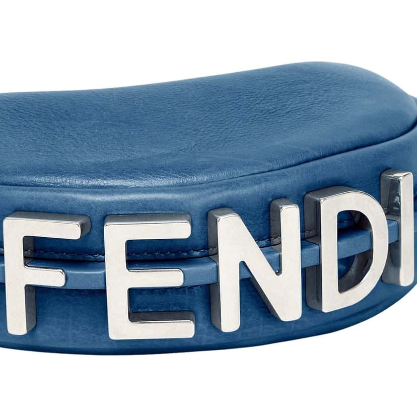 Fendi Fendi Fendigraphy Nano Hobo Calfskin Leather Mini Bag Blue Blue Leather Never worn - Inside View