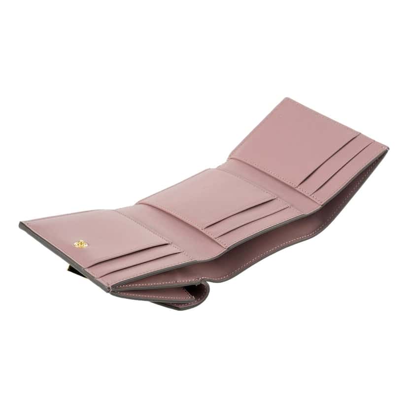 Fendi Fendi FF Diamond Leather Tri-Fold Wallet Dusty Mauve Gold-Tone Hardware Purple Leather Never worn - Box View