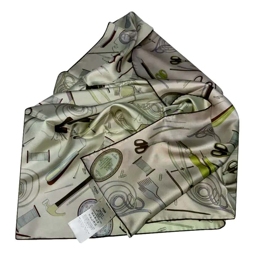 Fendi Fendi Multi-Color Graphic Print Silk Scarf Malva Multicolor Green Silk Never worn - Back View