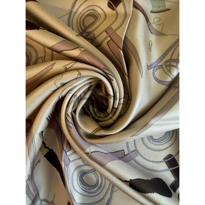 Fendi Fendi Multi-Color Graphic Print Silk Scarf Malva Multicolor Green Silk Never worn - Model View