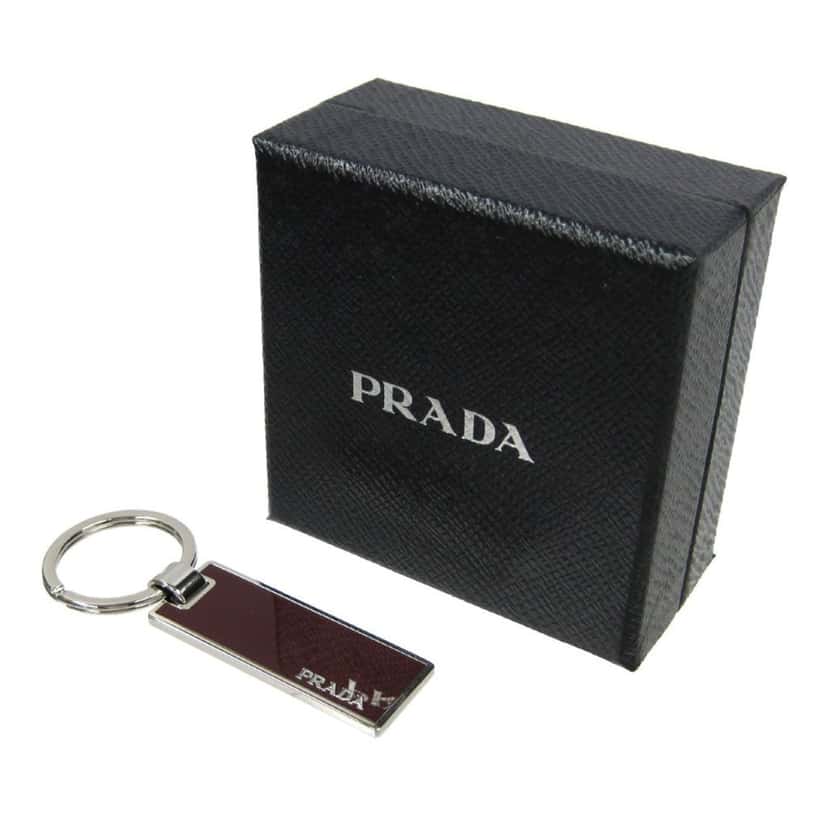 Prada Prada Rubino Red Enamel Silver Metal Keyring Keychain Red Good condition - Back View