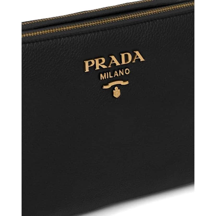 Prada Prada Vitello Phenix Leather Gold Hardware Black Cross Body Black Leather Good condition - Model View