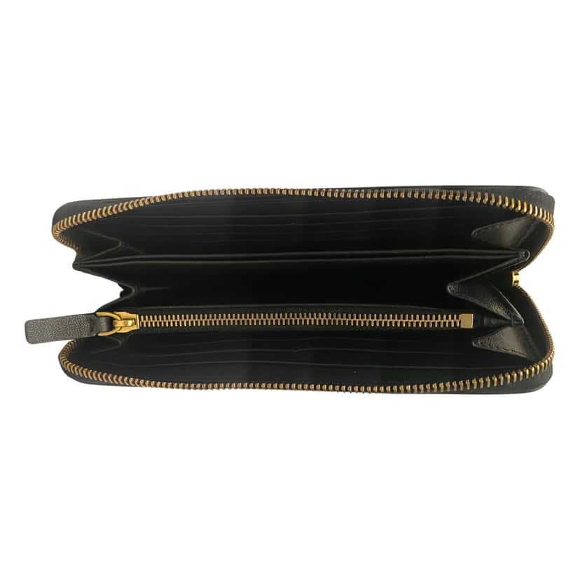 Valentino Garavani Valentino Garavani Diary Lines Black Grain Leather Zip-Around Long Wallet Black Leather Never worn - Inside View