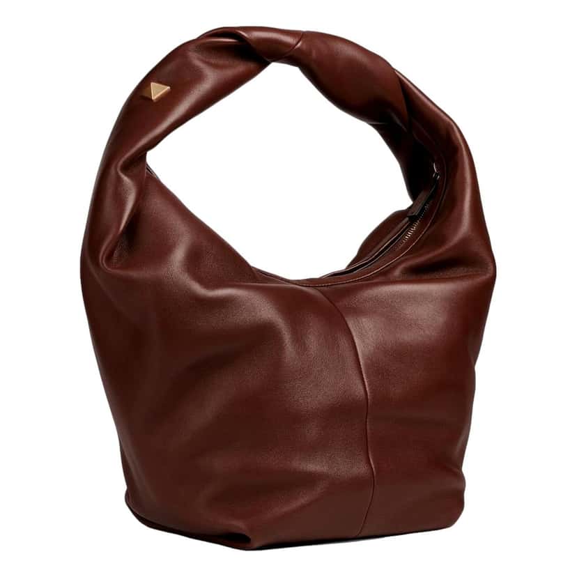 Valentino Garavani Valentino Garavani Roman Stud Brown Leather Large Hobo Shoulder Bag Brown Leather Never worn - Model View
