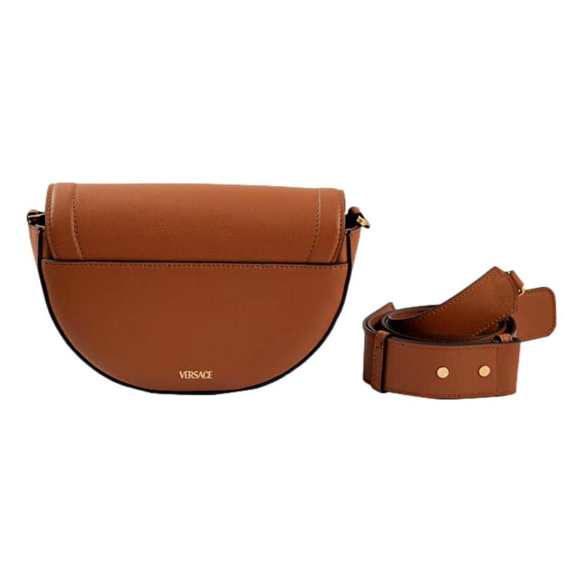 Versace Versace La Medusa Vitello Leather Half Moon Crossbody Bag Summer Brown Leather Never worn - Back View