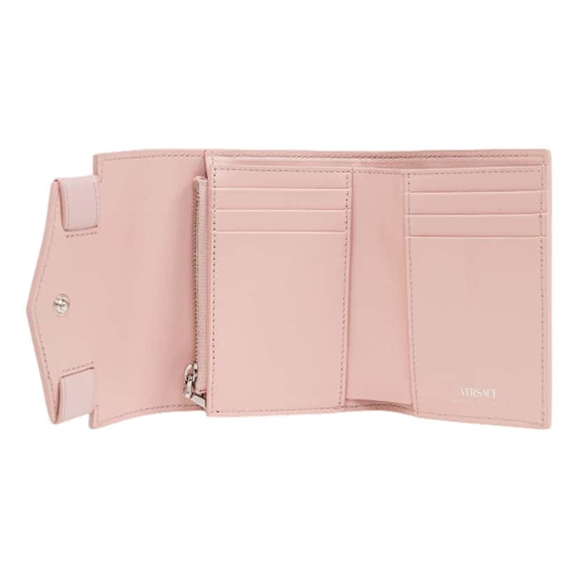 Versace Versace Medusa 95 Dusty Pink Calfskin Tri Fold Wallet Card Holder Pink Leather Never worn - Model View
