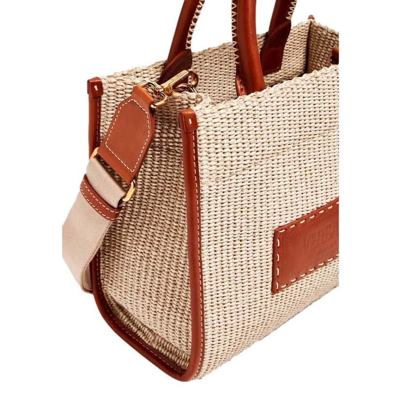 Versace Versace Athena Raffia Small Shopper Tote Beige Leather Trim Shoulder Bag Brown Leather Never worn - Inside View