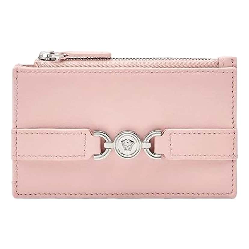 Versace Versace Medusa 95 Dusty Pink Leather Zipper Card Holder Slim Wallet Pink Leather Never worn - Front View