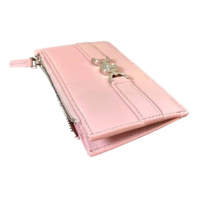 Versace Versace Medusa 95 Dusty Pink Leather Zipper Card Holder Slim Wallet Pink Leather Never worn - Back View