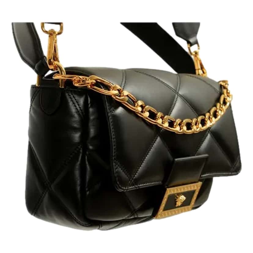 Versace Versace La Medusa Quilted Black Calfskin Leather Crossbody Bag Gold Chain Black Leather Never worn - Back View