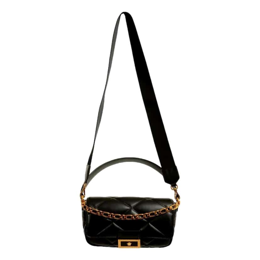 Versace Versace La Medusa Quilted Black Calfskin Leather Crossbody Bag Gold Chain Black Leather Never worn - Model View